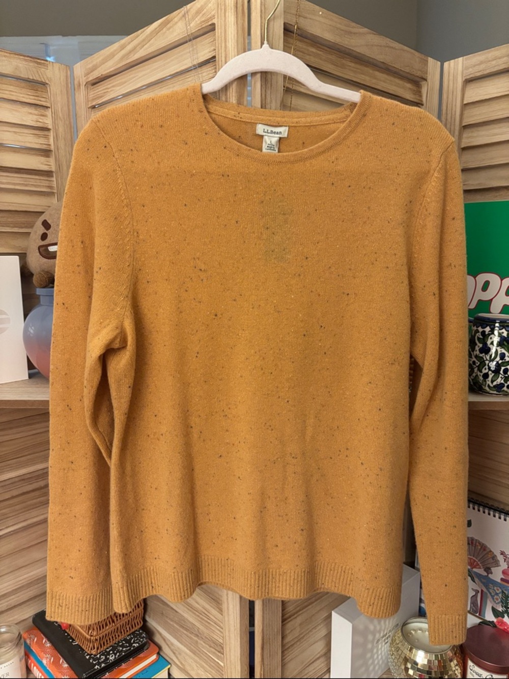 NWT L.L. Bean Women's Mustard Cashmere Crewneck Sweater